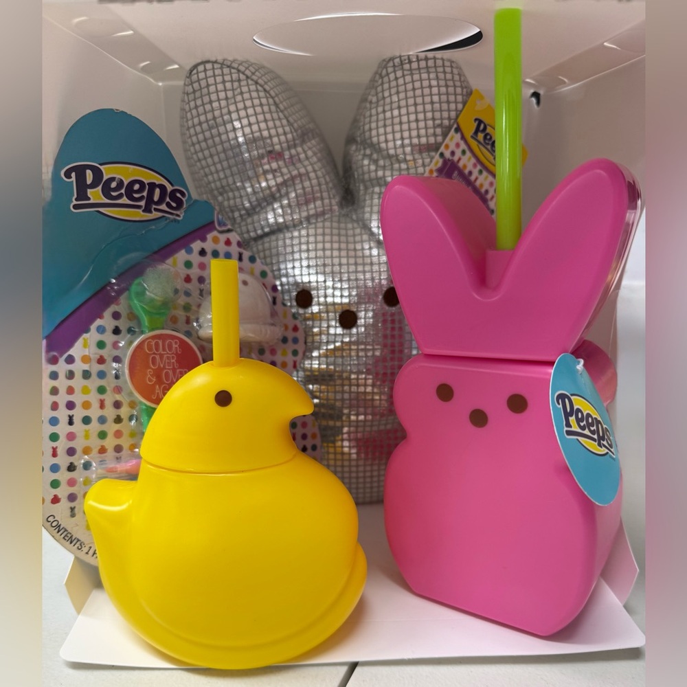 Peeps Official Bundle~Bunny Plush, Bunny Tumbler, Chick Tumbler, Washable Peep &